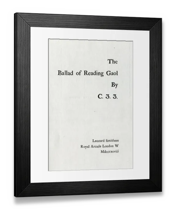 Framed Print : The Ballad of Reading Gaol by Oscar Wilde title page Framed Print : The Ballad of Reading Gaol by Oscar Wilde title page