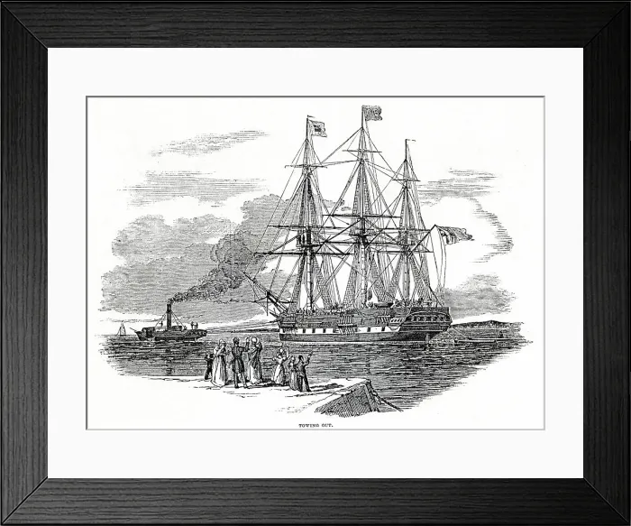 Framed Print : Towing Out, Migrant Ship bound for Australia from Germany Framed Print : Towing Out, Migrant Ship bound for Australia from Germany
