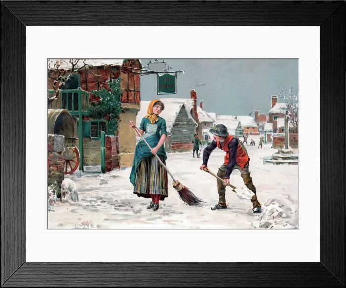 Framed Print : Village Street Snow Clearing Framed Print : Village Street Snow Clearing