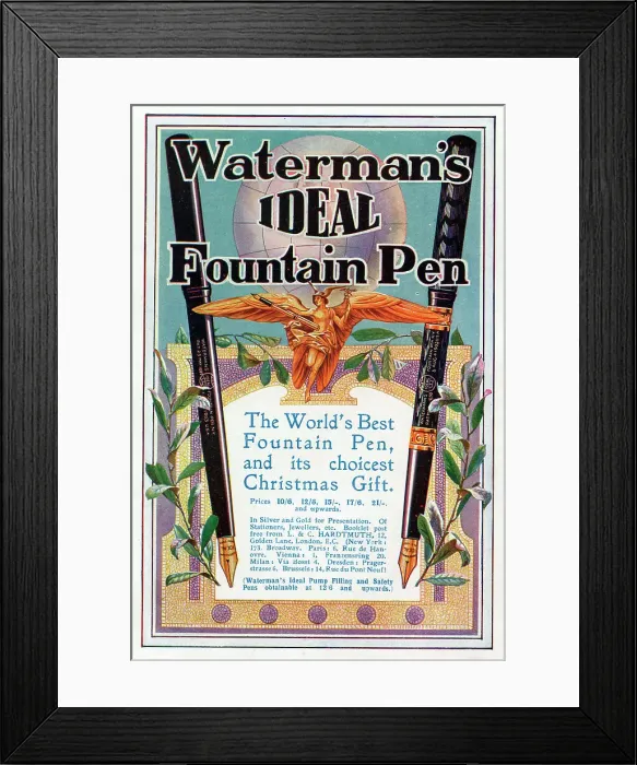 Framed Print : Waterman's Ideal Fountain Pen - Advert Framed Print : Waterman's Ideal Fountain Pen - Advert