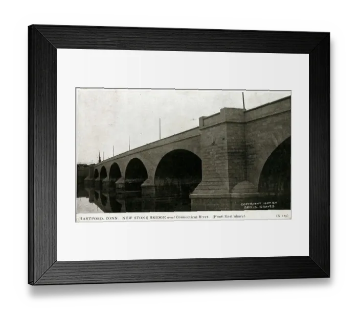 Framed Print : Hartford, Connecticut, USA, New Stone Bridge from east shore Framed Print : Hartford, Connecticut, USA, New Stone Bridge from east shore