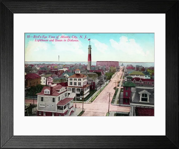 Framed Print : Bird's Eye view of Atlantic City, New Jersey with Lighthouse Framed Print : Bird's Eye view of Atlantic City, New Jersey with Lighthouse