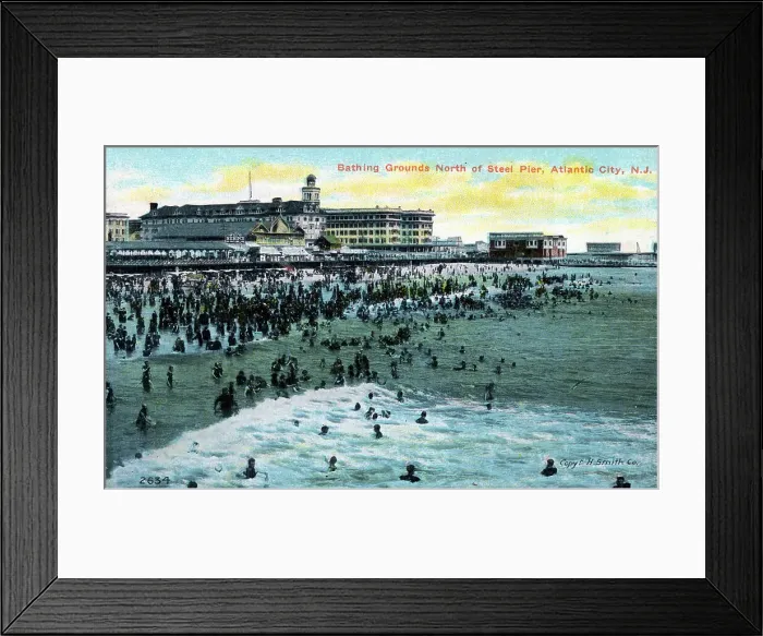Framed Print : Bathing Grounds North of Steel Pier, Atlantic City, NJ, USA Framed Print : Bathing Grounds North of Steel Pier, Atlantic City, NJ, USA