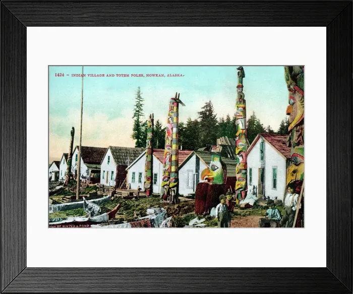 Framed Print : Indigenous Village with Totem Poles, Howkan, Alaska, USA Framed Print : Indigenous Village with Totem Poles, Howkan, Alaska, USA