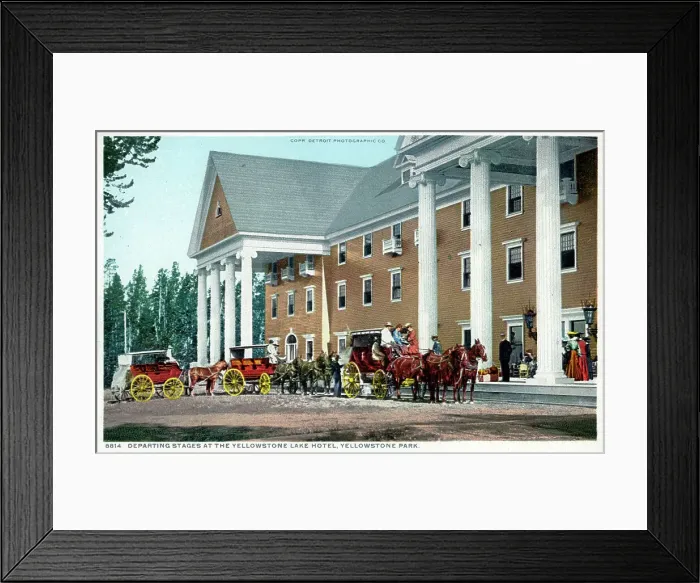 Framed Print : Wyoming, USA - Stagecoaches at Yellowstone Lake Hotel Framed Print : Wyoming, USA - Stagecoaches at Yellowstone Lake Hotel