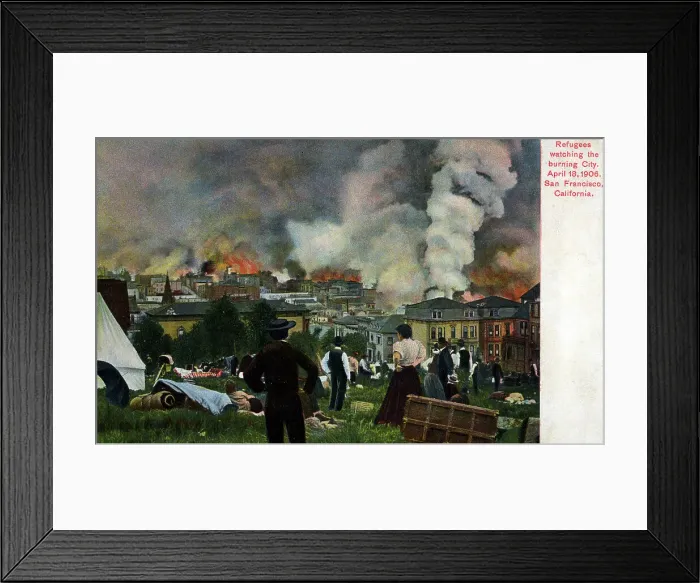 Framed Print : Refugees watch San Francisco burn after the Earthquake Framed Print : Refugees watch San Francisco burn after the Earthquake