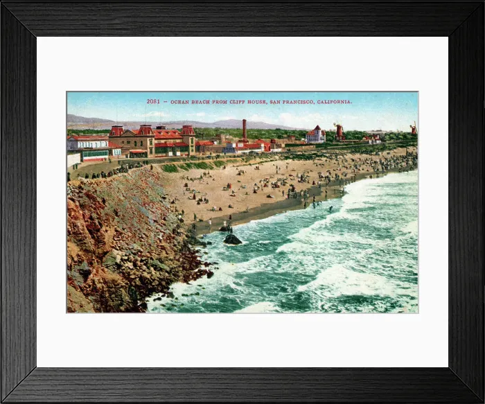 Framed Print : View of Ocean Beach from Cliff House, San Francisco, USA Framed Print : View of Ocean Beach from Cliff House, San Francisco, USA