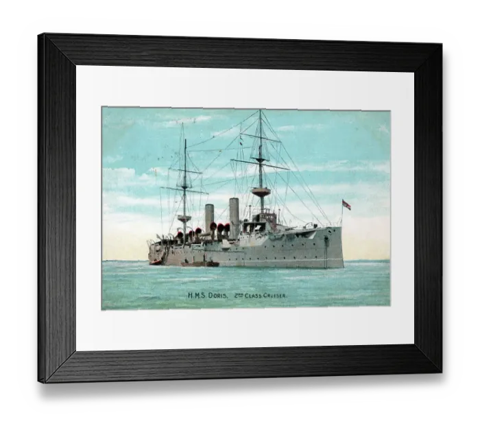 Framed Print : HMS Doris, launched in March 1896. Eclipse Class cruiser - present during Framed Print : HMS Doris, launched in March 1896. Eclipse Class cruiser - present during