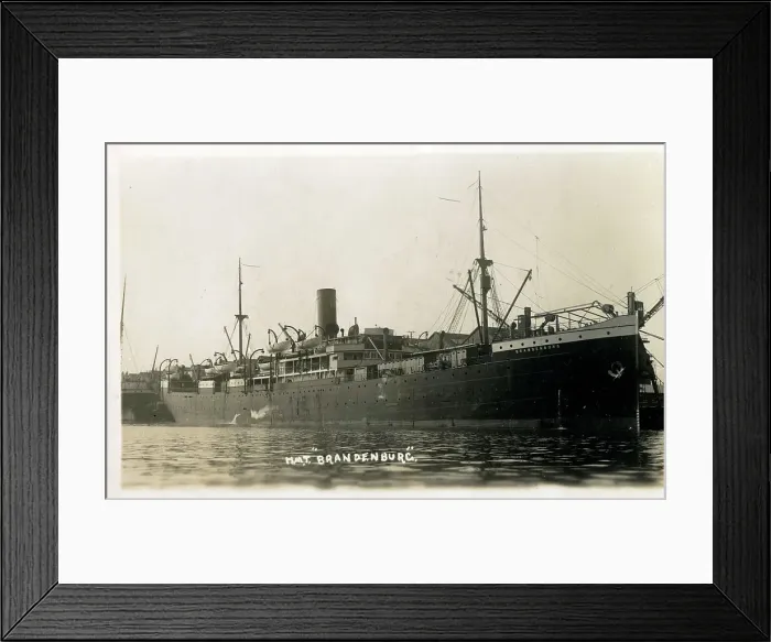 Framed Print : HMT Brandenburg - German boat used as British troopship Framed Print : HMT Brandenburg - German boat used as British troopship