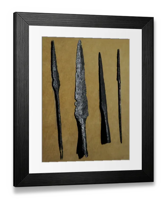 Framed Print : Spearheads and arrowheads, 13th century. Found Framed Print : Spearheads and arrowheads, 13th century. Found