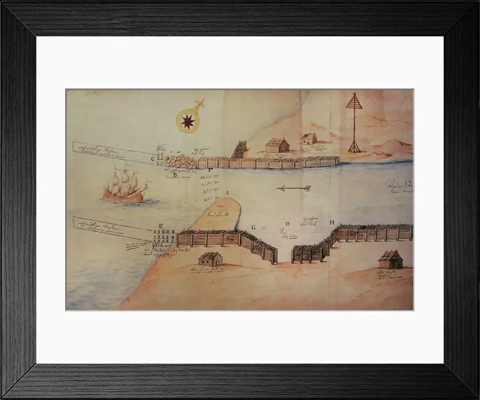 Framed Print : History of Latvia. Plan of Ventspils harbour late