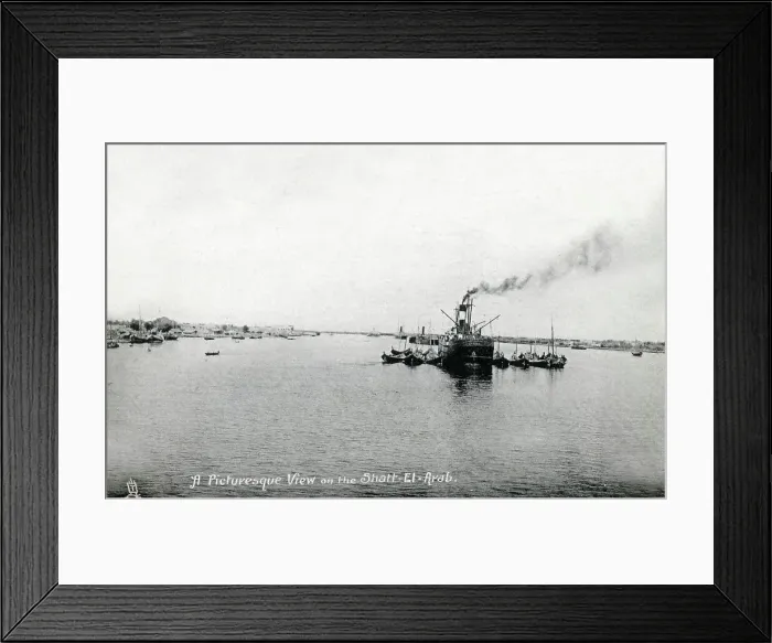 Framed Print : Iraq - A large Steamship on the Shatt al Arab river Framed Print : Iraq - A large Steamship on the Shatt al Arab river