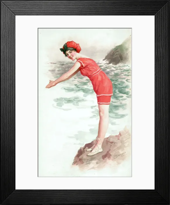 Framed Print : Bathing girl diving Framed Print : Bathing girl diving