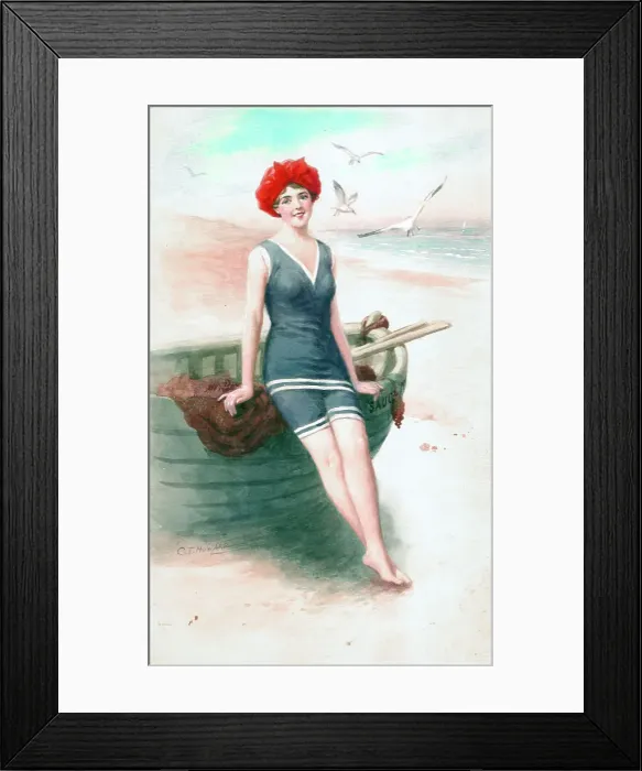 Framed Print : Bathing girl on boat Framed Print : Bathing girl on boat