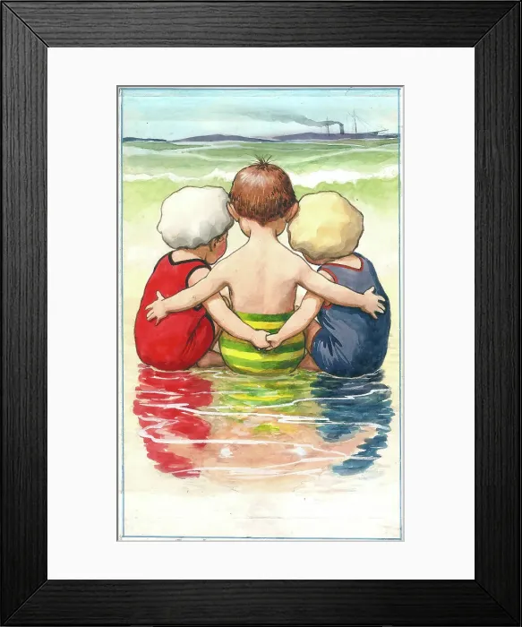 Framed Print : Three children on beach Framed Print : Three children on beach