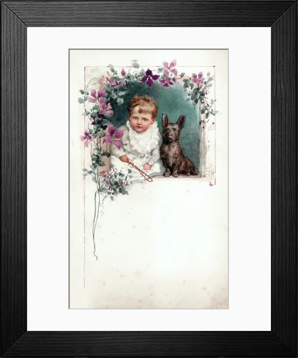 Framed Print : Baby with dog Framed Print : Baby with dog