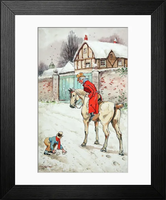 Framed Print : Horseman. Christmas humour - Horseman Date: 1930s Framed Print : Horseman. Christmas humour - Horseman Date: 1930s