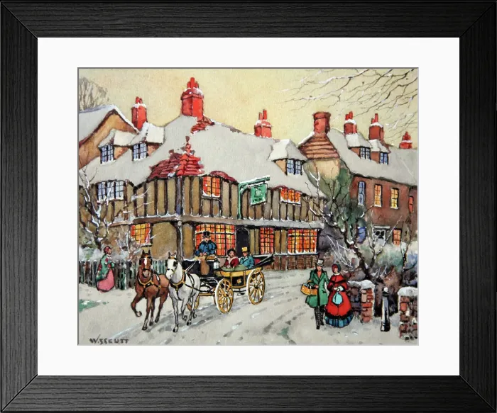 Framed Print : Victorian street scene with carriage Framed Print : Victorian street scene with carriage