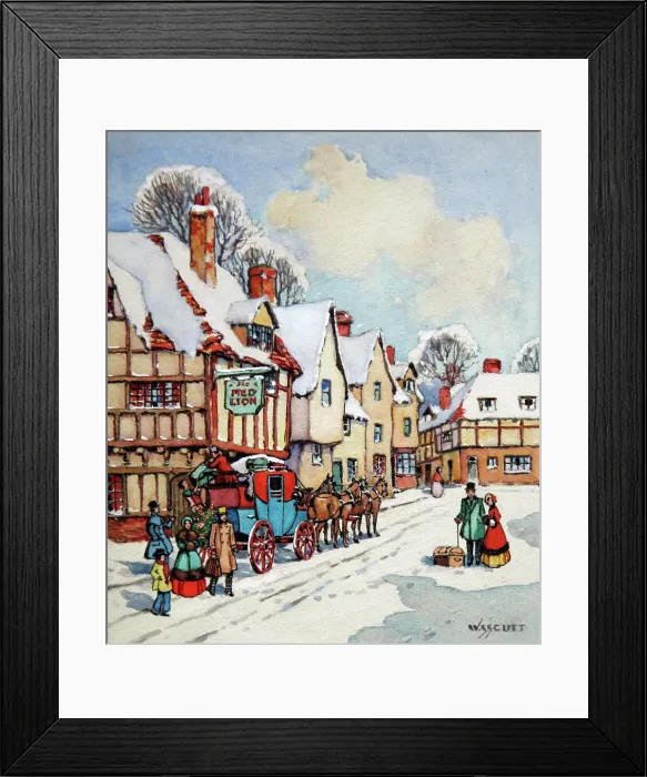Framed Print : Victorian street scene with coach Framed Print : Victorian street scene with coach