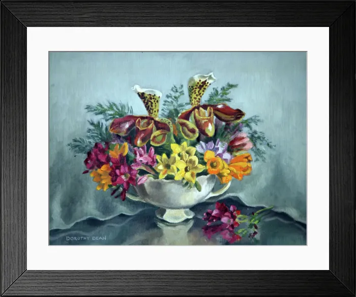 Framed Print : Orchids and Friesias Framed Print : Orchids and Friesias