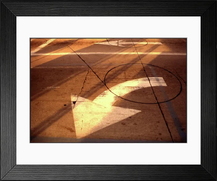 Framed Print : Road markings with arrow US highway, USA Framed Print : Road markings with arrow US highway, USA