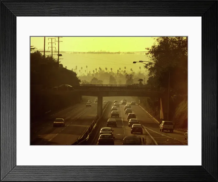 Framed Print : Morning view of Los Angeles highway, USA Framed Print : Morning view of Los Angeles highway, USA