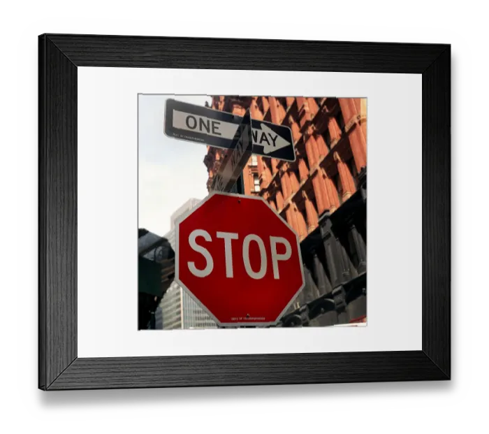 Framed Print : Stop sign street furniture, New York, USA Framed Print : Stop sign street furniture, New York, USA