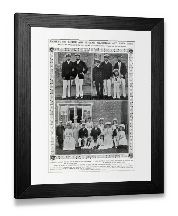 Framed Print : Edward VII and the British royal family entertain the Russian royal family at Barton Manor, Cowes, on the Isle of Wight. Date: 4th August 1909 Framed Print : Edward VII and the British royal family entertain the Russian royal family at Barton Manor, Cowes, on the Isle of Wight. Date: 4th August 1909