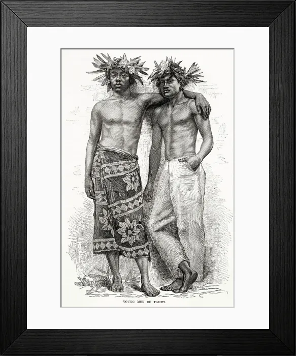 Framed Print : Two young men of Tahiti Date: circa 1875 Framed Print : Two young men of Tahiti Date: circa 1875