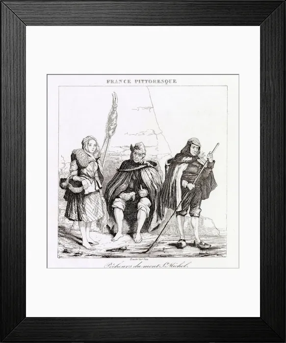 Framed Print : Fishermen and woman from Mont St Michel, Brittany. Date: 1835 Framed Print : Fishermen and woman from Mont St Michel, Brittany. Date: 1835