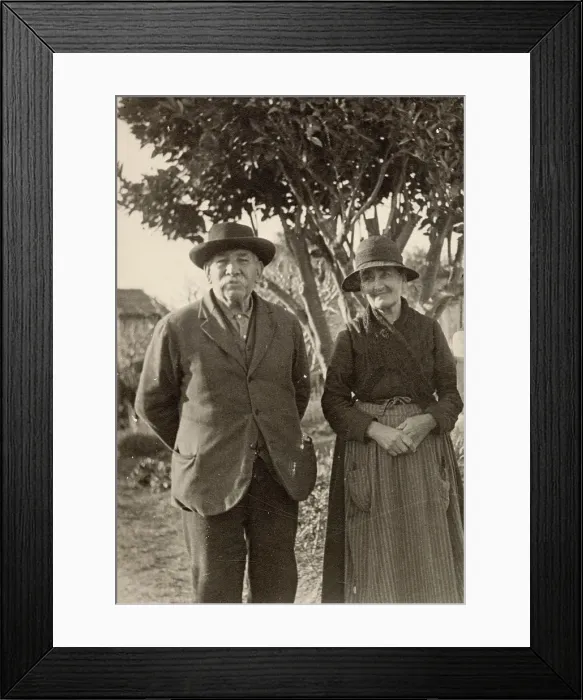 Framed Print : An old peasant couple. Date: 1930s ? Framed Print : An old peasant couple. Date: 1930s ?