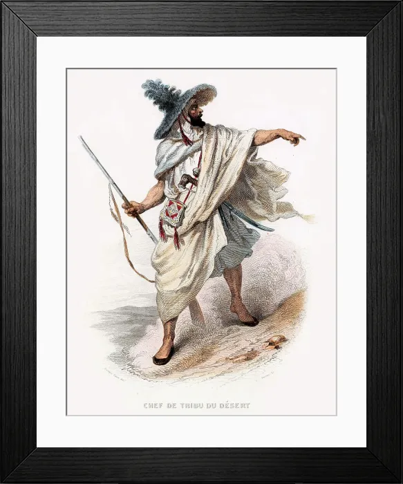 Framed Print : An Algerian warrior, Chief of a desert tribe Date: circa 1850