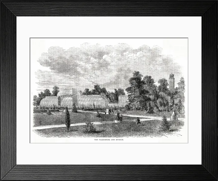 Framed Print : The palm house and museum at Kew Date: 1862 Framed Print : The palm house and museum at Kew Date: 1862