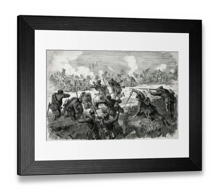 Framed Print : Prussian soldiers charge towards French artillery during their victory at Sedan, the decisive battle of the Franco-Prussian War Date: 1 September 1870 Framed Print : Prussian soldiers charge towards French artillery during their victory at Sedan, the decisive battle of the Franco-Prussian War Date: 1 September 1870