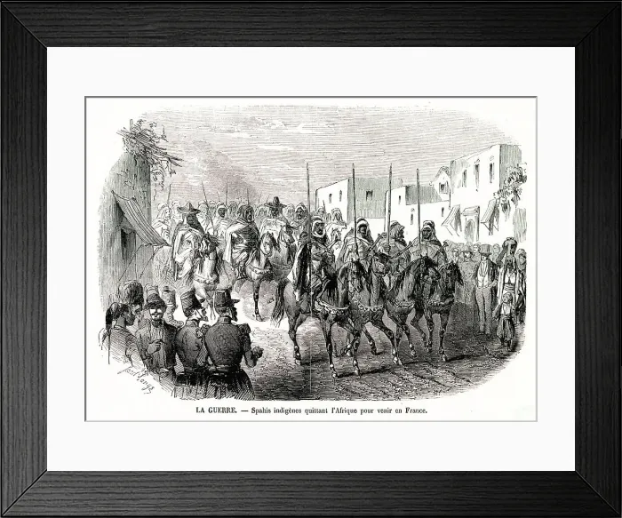Framed Print : North African spahis leave their country to come and fight the Prussians on the French side Date: August 1870 Framed Print : North African spahis leave their country to come and fight the Prussians on the French side Date: August 1870