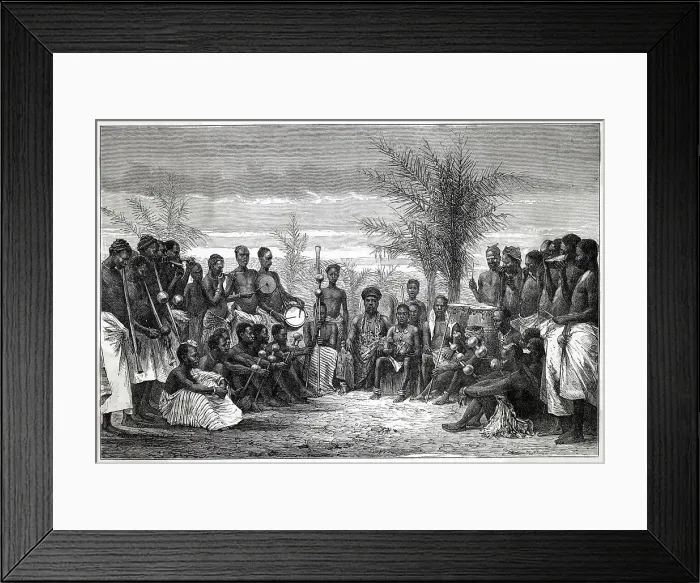 Framed Print : A Cape Coast king and his court. Date: ca 1875 Framed Print : A Cape Coast king and his court. Date: ca 1875