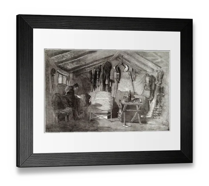 Framed Print : A British cavalry officer in his hut at Balaklava Date: winter 1854 - 55 Framed Print : A British cavalry officer in his hut at Balaklava Date: winter 1854 - 55