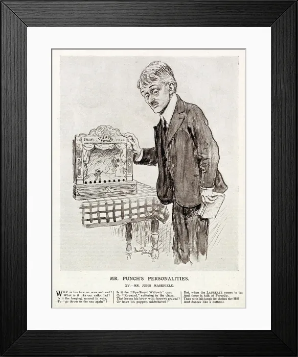 Framed Print : Cartoon portrait, JOHN MASEFIELD (1878 - 1967), English poet, playwriter and fiction writer. Date: 1926 Framed Print : Cartoon portrait, JOHN MASEFIELD (1878 - 1967), English poet, playwriter and fiction writer. Date: 1926