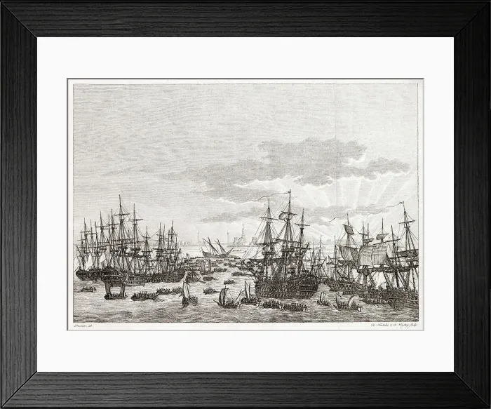 Framed Print : Napoleon commences his Egyptian campaign : the French fleet arrives off the Egyptian coast and the troops prepare to land Date: July 1798 Framed Print : Napoleon commences his Egyptian campaign : the French fleet arrives off the Egyptian coast and the troops prepare to land Date: July 1798