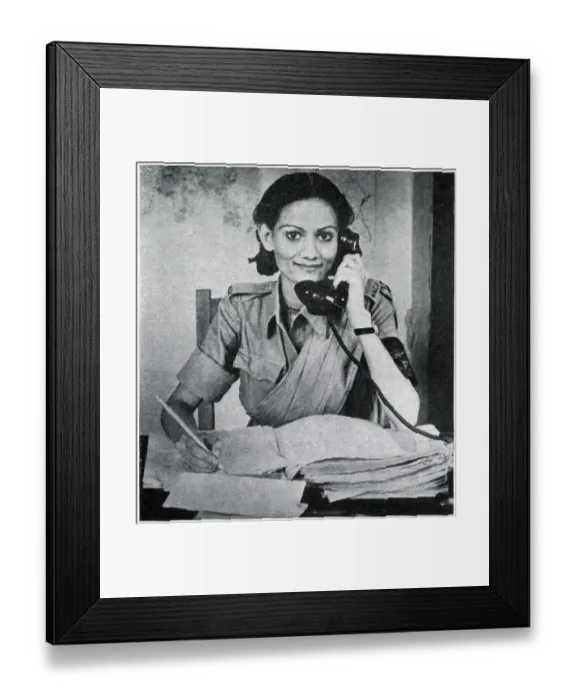 Framed Print : Private Begum Pasha Shah, nineteen-year-old daughter of Mr. A. G. Shah, Chief Instructor in Urdu to British officers in Poona Framed Print : Private Begum Pasha Shah, nineteen-year-old daughter of Mr. A. G. Shah, Chief Instructor in Urdu to British officers in Poona