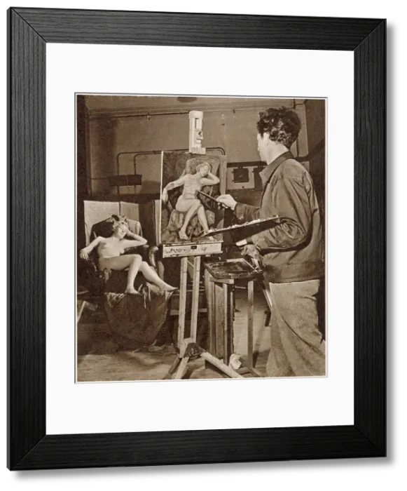 Framed Print : Stefan Knapp, a Polish ex-Serviceman, at work in the Life Class at the Slade School of Art, University College, London. Date: 1950 Framed Print : Stefan Knapp, a Polish ex-Serviceman, at work in the Life Class at the Slade School of Art, University College, London. Date: 1950