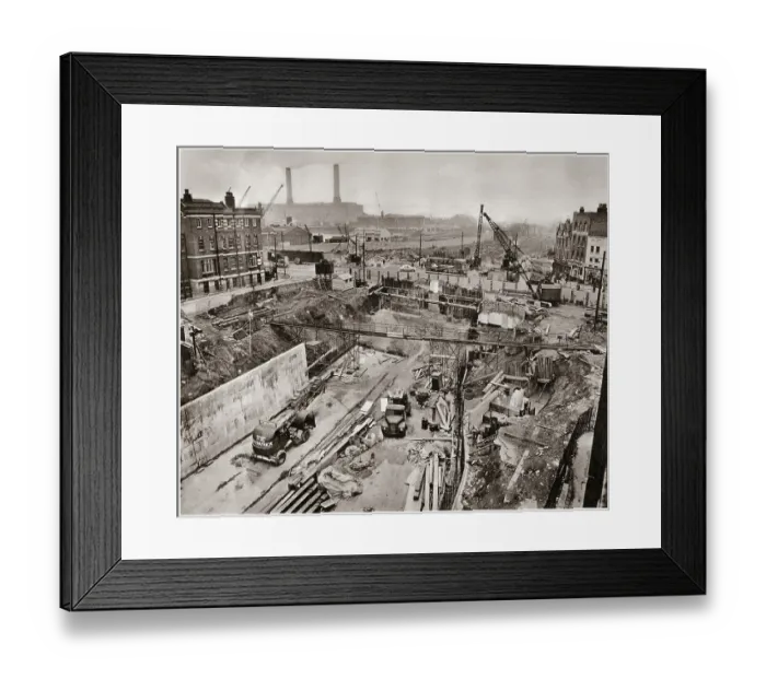 Framed Print : The new road under East India Dock Road, forming the new Northern Approach to the Blackwall Tunnel in East London. Date: 1959
