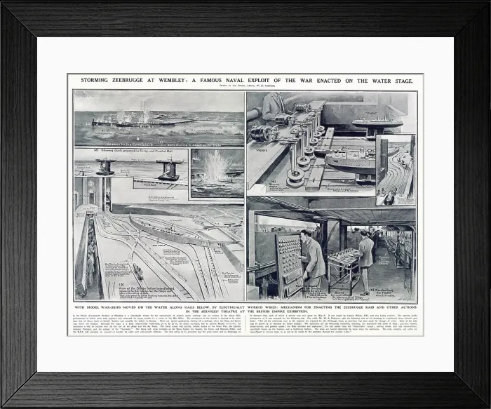 Framed Print : A famous naval exploit of the war enacted on the water stage at the British Empire Exhibition at Wembley in 1924 on the Services stage Framed Print : A famous naval exploit of the war enacted on the water stage at the British Empire Exhibition at Wembley in 1924 on the Services stage