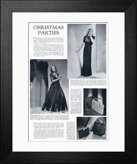 Framed Print : A frock for grand parties by Balenciaga of heavy black, slipper satin. The dress is strapless with a minute top and tremendous skirt. The over jacket is finished with a petalled basque Framed Print : A frock for grand parties by Balenciaga of heavy black, slipper satin. The dress is strapless with a minute top and tremendous skirt. The over jacket is finished with a petalled basque