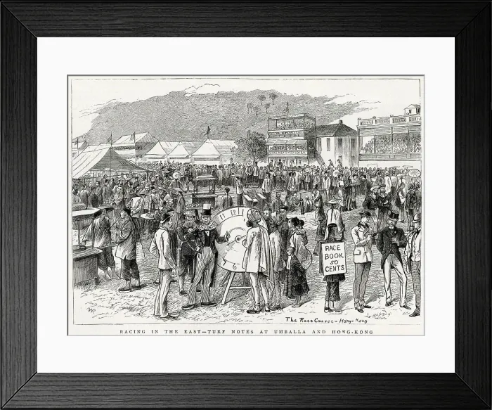 Framed Print : Scene at the races in Hong Kong. Date: 1881