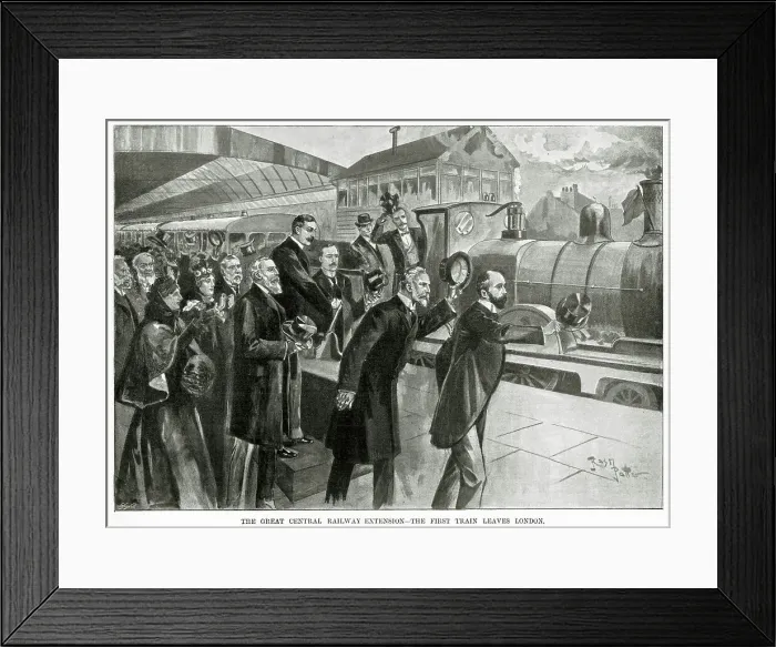 Framed Print : Great Central Railway Extention - First Train Leaving 1899 Framed Print : Great Central Railway Extention - First Train Leaving 1899