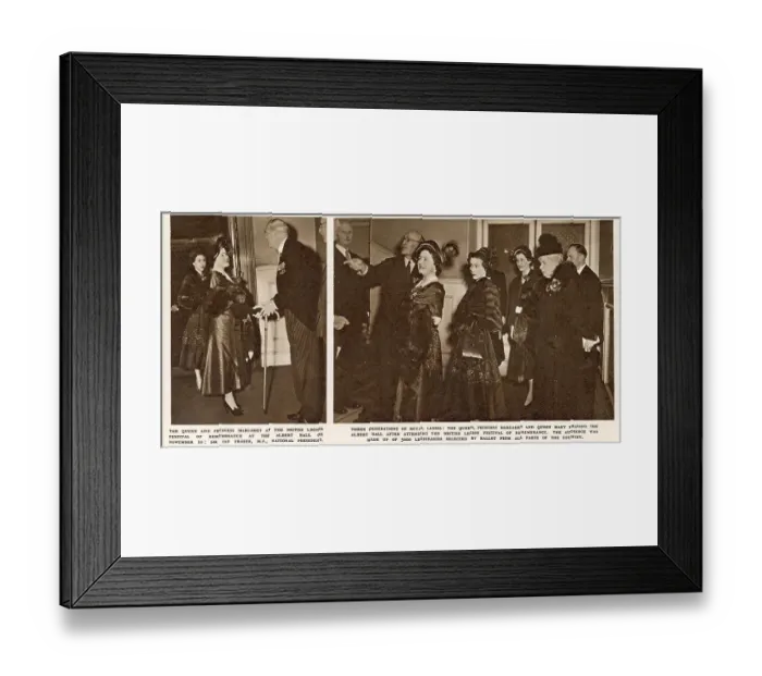 Framed Print : (left) Queen Elizabeth and Princess Margaret meeting the President of the British Legion Sir Ian Fraser on the occasion of the The Festival of Remembrance held at the Royal Albert Hall Framed Print : (left) Queen Elizabeth and Princess Margaret meeting the President of the British Legion Sir Ian Fraser on the occasion of the The Festival of Remembrance held at the Royal Albert Hall