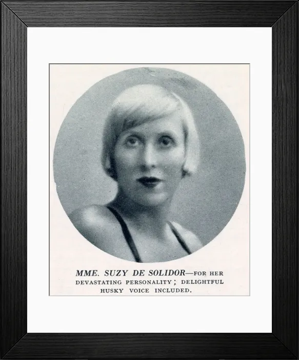 Framed Print : Suzy de Solidor (1900 - 1983), French actress and singer who famously modelled for several artists including Tamara de Lempincka and Francis Bacon. Date: 1933 Framed Print : Suzy de Solidor (1900 - 1983), French actress and singer who famously modelled for several artists including Tamara de Lempincka and Francis Bacon. Date: 1933