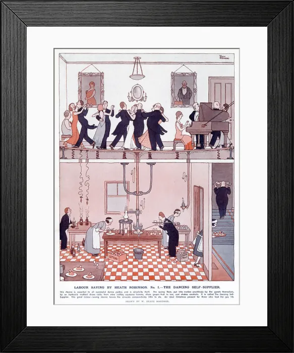 Framed Print : Labour Saving by Heath Robinson The Dancing Self-Supplier Framed Print : Labour Saving by Heath Robinson The Dancing Self-Supplier