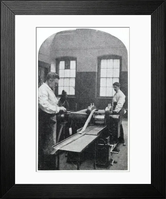 Framed Print : The Royal Mint - Guaging the Silver Strips 1904 Framed Print : The Royal Mint - Guaging the Silver Strips 1904